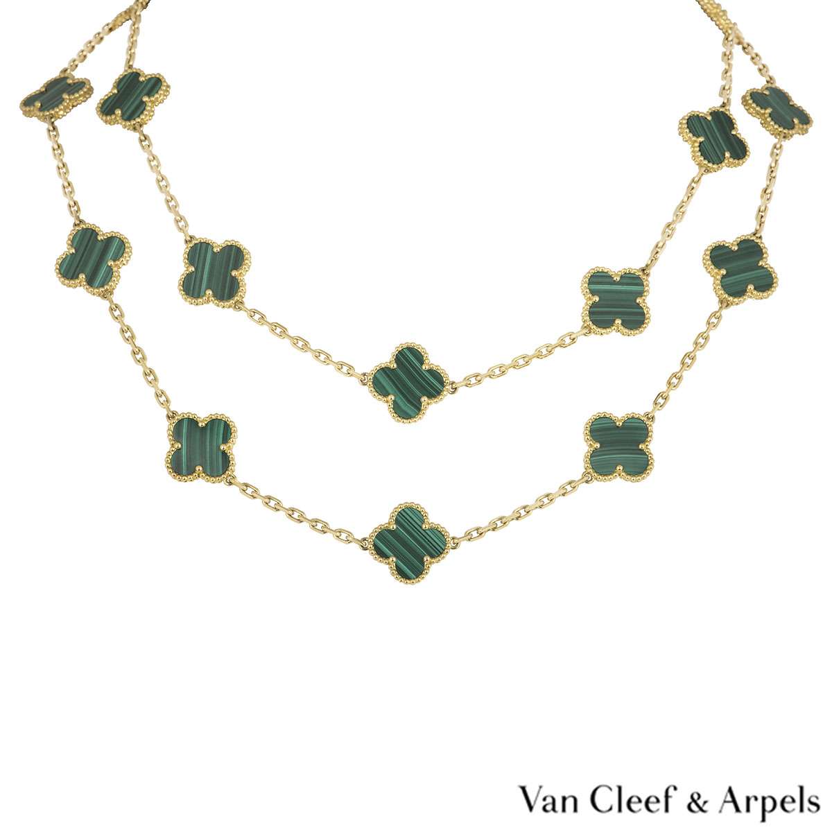 Van Cleef and Arpels Alhambra Diamond Malachite Limited Edition Necklace  For Sale at 1stDibs | van cleef necklace, van cleef green, van cleef  malachite necklace